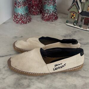 Saint Laurent Canvas Espadrilles in Beige and Black size 42